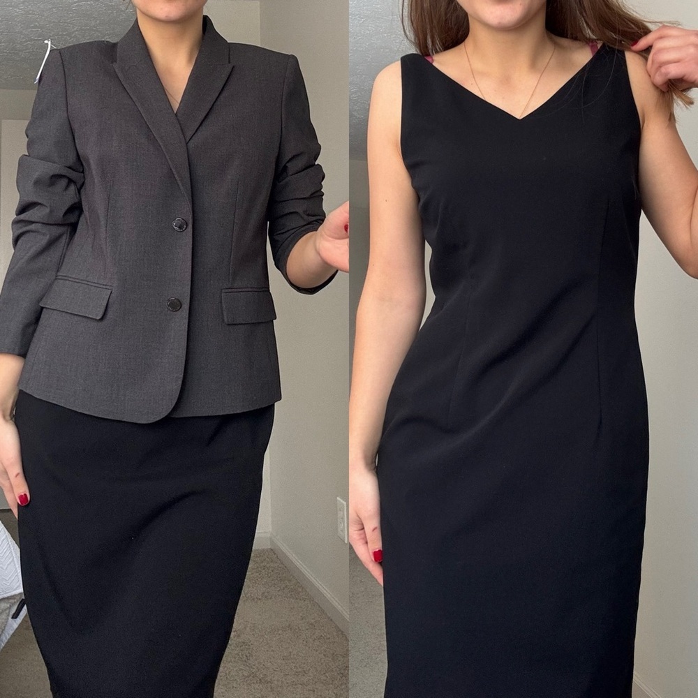 CALVIN KLEIN Gray Silver Bussines Suit Career Work Casual Size 12